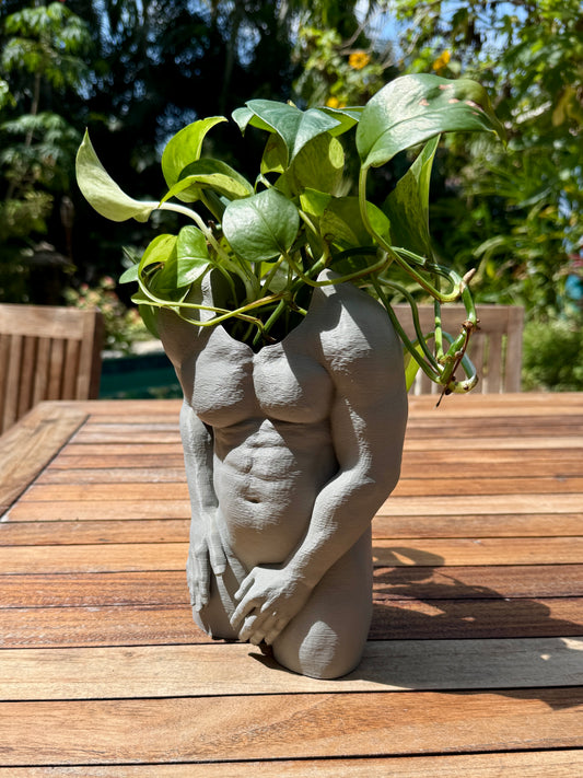 The Father Figure dad bod torso planter, side angle
