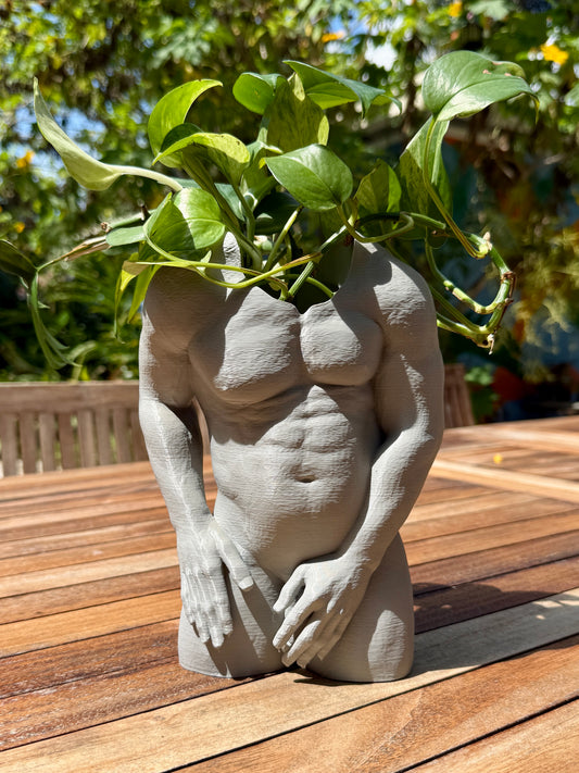 The Father Figure dad bod torso planter, front view