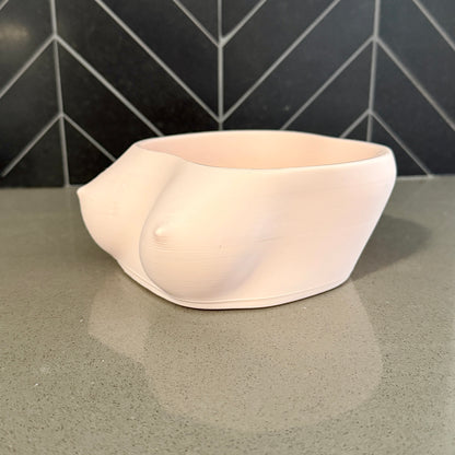 Topless female torso bowl by Peckers Co, front view showing the open top for plants or trinkets